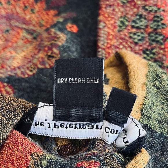 [J. Peterman] Y2K Floral + Paisley Jacquard Lightweight  Wool Fringe Cardigan - Picture 6 of 7